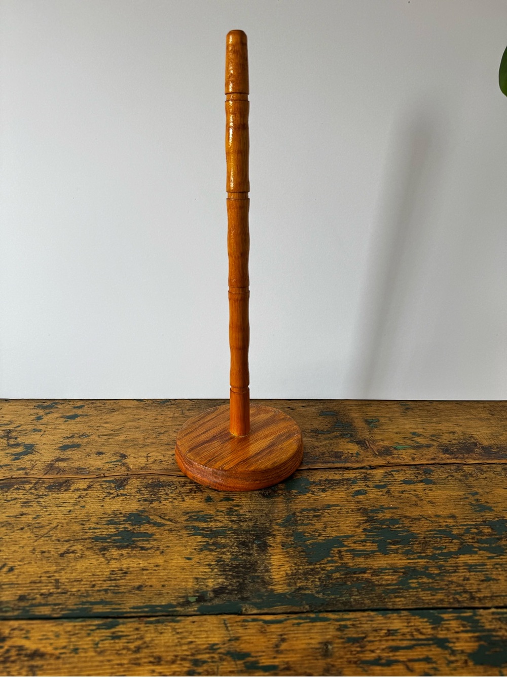 Wooden Standing Paper Towel Holder in Warm Honey Brown
